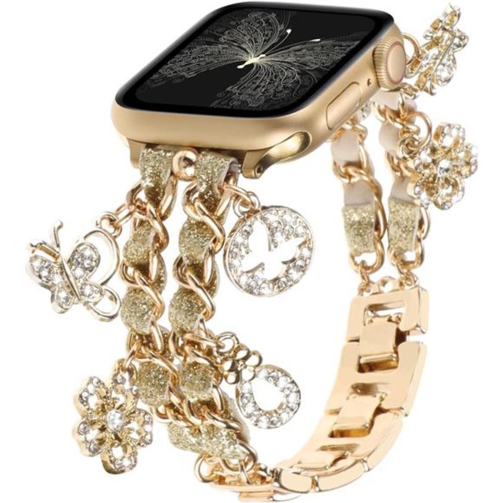 NEW Gold Apple Watch Band w/ Butterfly Charms